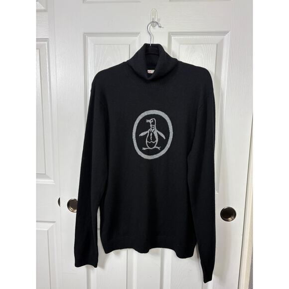 Original Penguin Turtle Neck Black Sweater Mens XL 70% Merino Wool 30% Cashmere - Picture 1 of 6